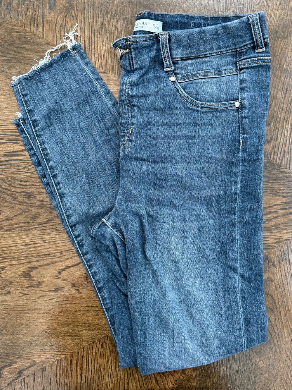 Liverpool Jeans Company Medium Blue Ankle Crop Jeans with Raw Hem